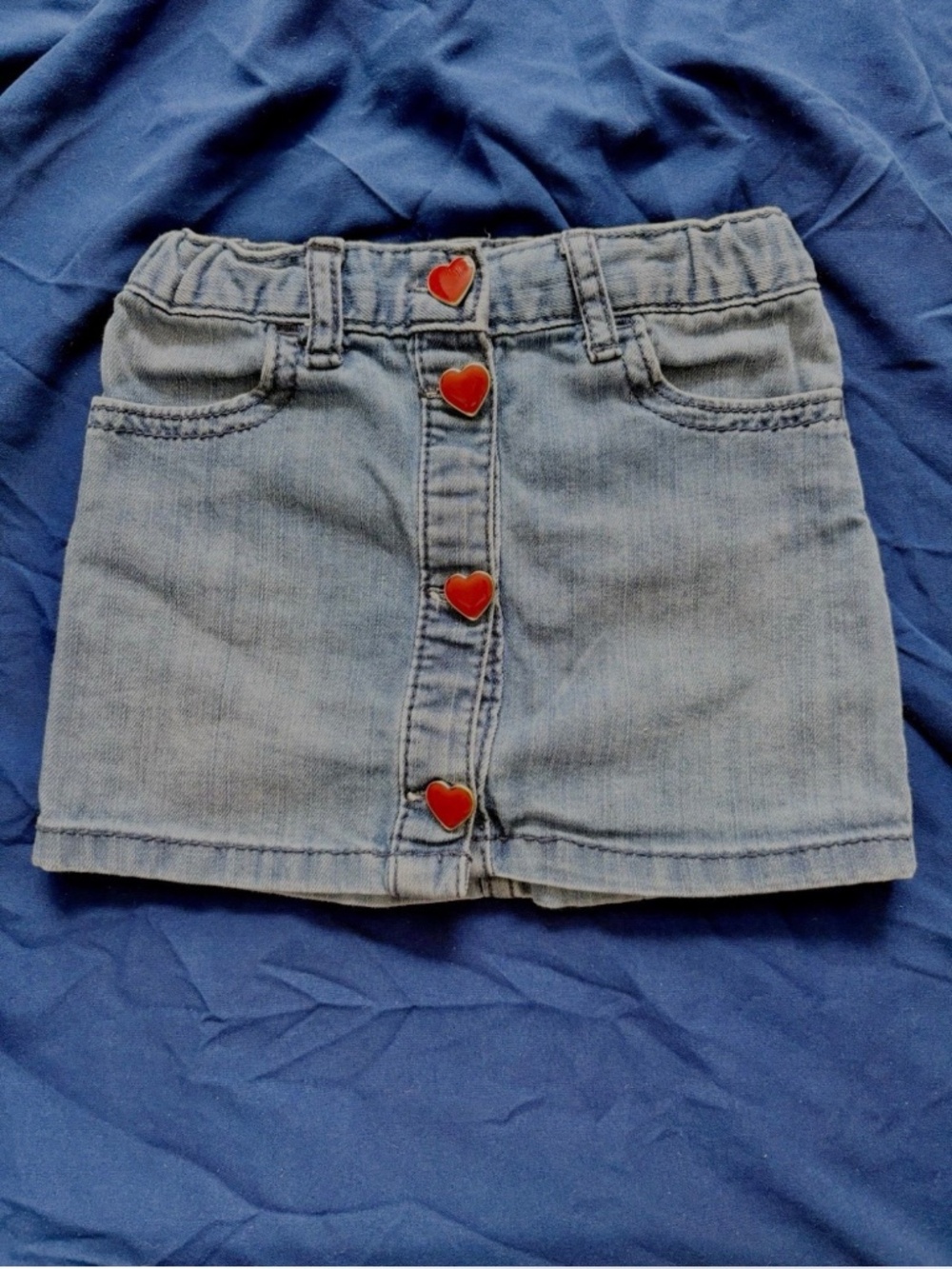 Gap Jeans Baby Gap Girls Jean Skirt w/ Red Heart Buttons 4T Cotton Adjustable